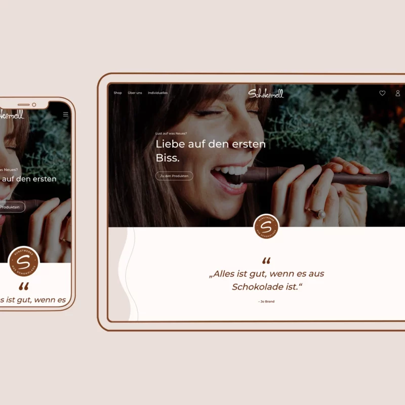 Website und Logo für Schokomell von wundermild