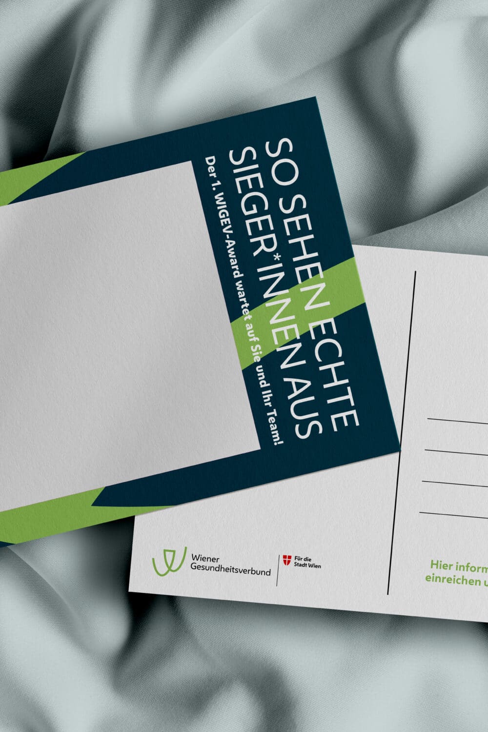 Award Kampagne für den Wiener Gesundheitsverbund - verspiegelte Postkarten