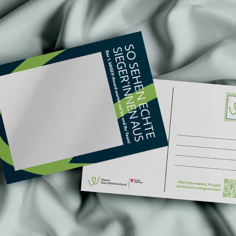 Award Kampagne für den Wiener Gesundheitsverbund - verspiegelte Postkarten