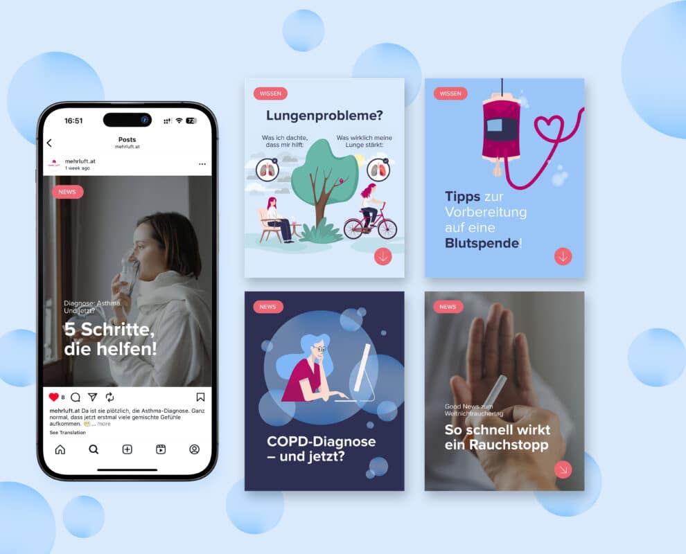 Social Media Posts und Community Management für die COPD&Asthma Initiative Mehr Luft